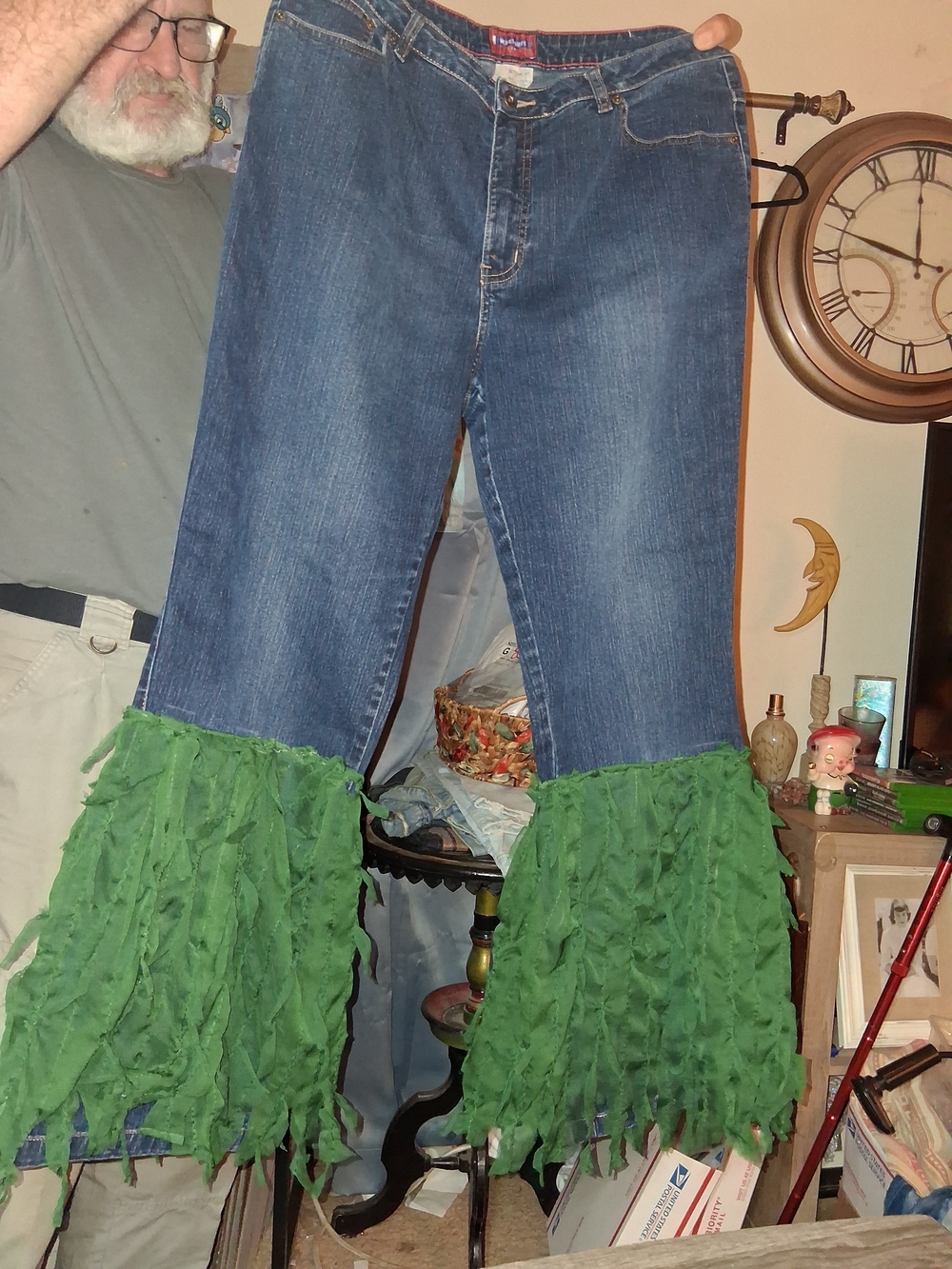 Westport Denim Flare Jeans with Green Ruffle Fringe